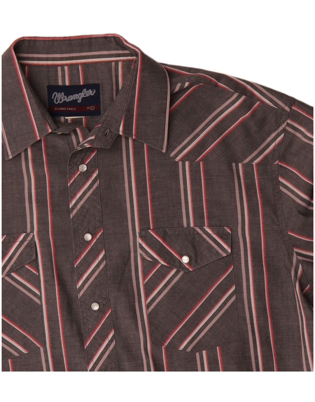 Wrangler Herren Kurzarmhemd Größe 17 XL Grau gestreift