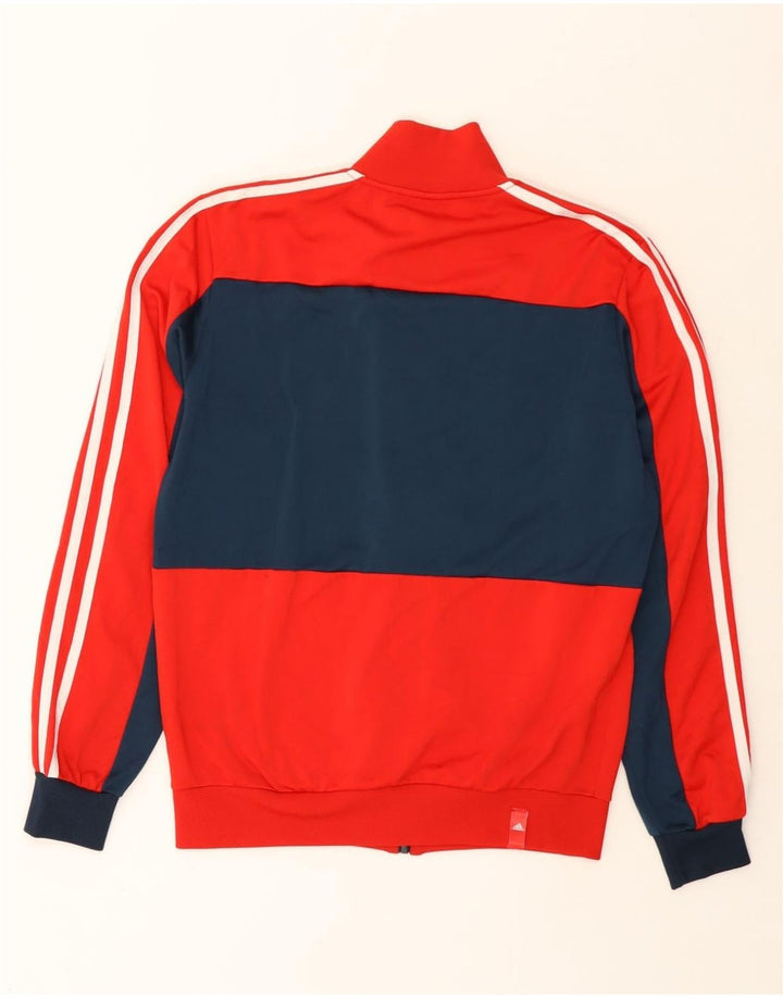 ADIDAS Herren-Trainingsanzug-Oberteiljacke UK 38/40 Mittelrotes Colourblock-Polyester