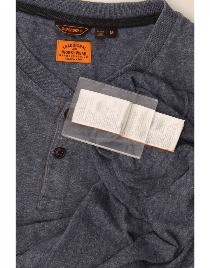 Superdry Herren T-Shirt-Oberteil aus mittelblau gefleckter Baumwolle