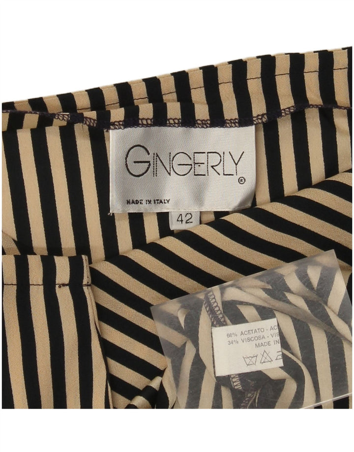 Vintage Damen Bluse Top IT 42 Medium Beige Gestreiftes Acetat