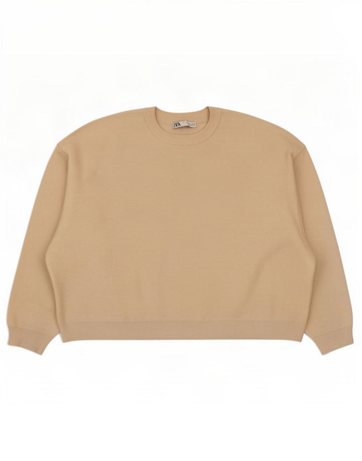 Zara Damen-Sweatshirt in Übergröße, Gr. 40, Beige, Viskose