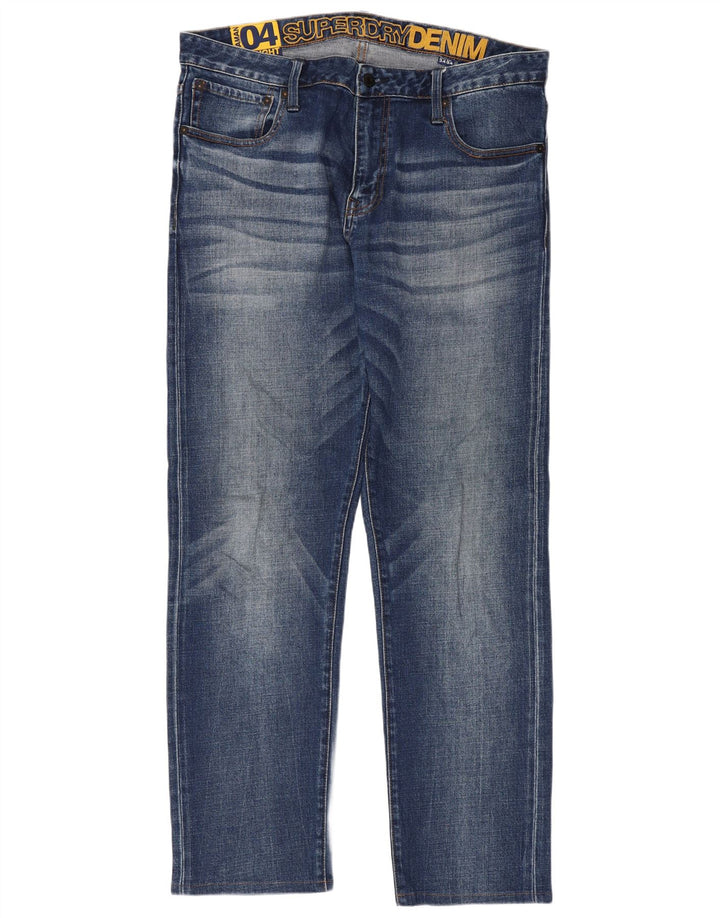 Superdry Herren Straight Jeans W34 L30 Blaue Baumwolle