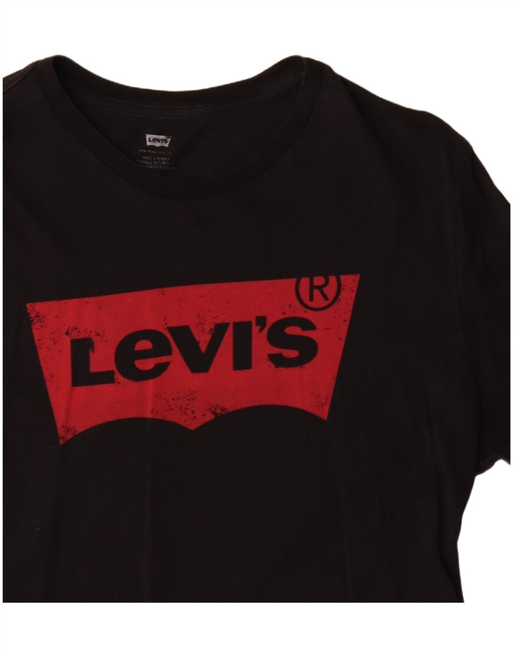 Levi's Herren-T-Shirt mit Grafik, Größe L, aus schwarzer Baumwolle