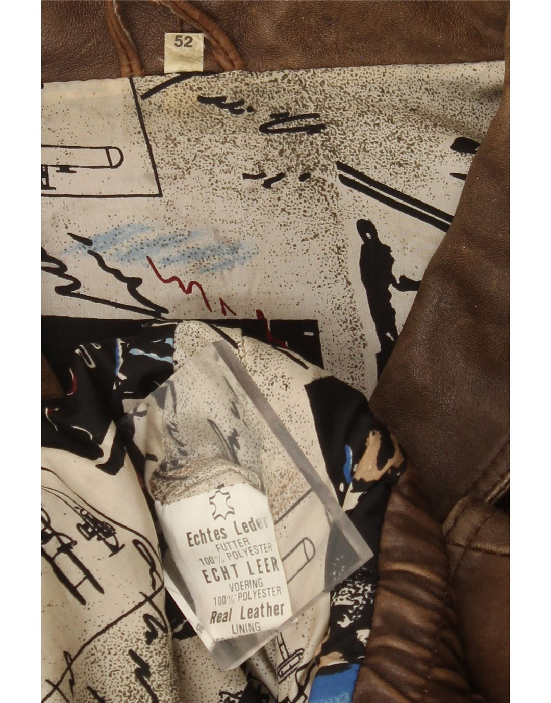 VINTAGE Herren Lederjacke EU 52 XL Braunes Leder