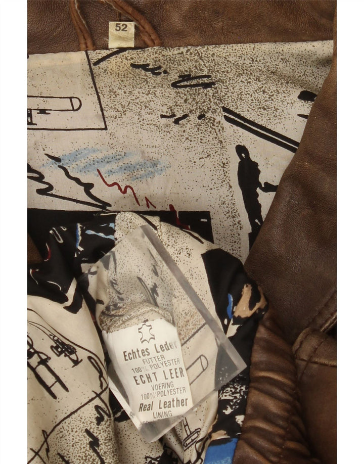 VINTAGE Herren Lederjacke EU 52 XL Braunes Leder