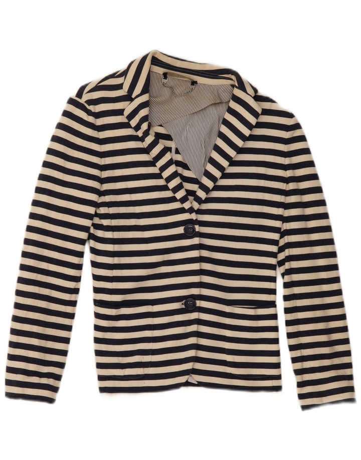 MAX MARA Damen Weekend 2-Knopf-Blazerjacke UK 6 XS Marineblau gestreift