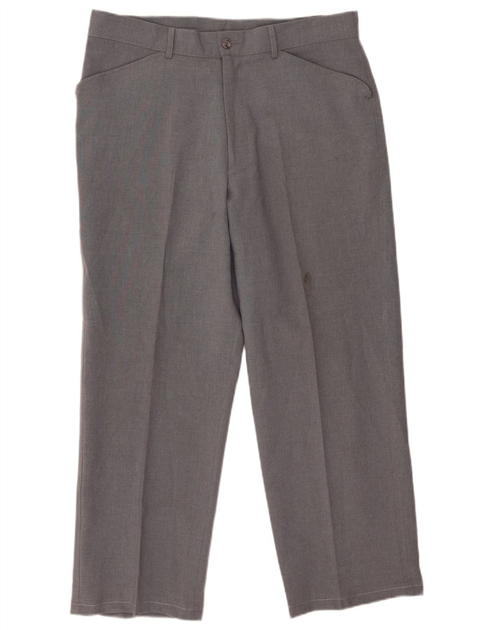 Farah Herren-Freizeithose, gerade, W34, L27, Grau, Polyester