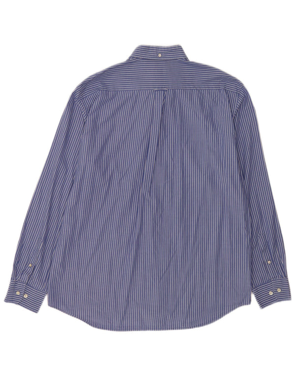 Gant Herren-Hemd mit normaler Passform, Größe 43/44, 17 1/2 XL, blaue Nadelstreifen-Baumwolle