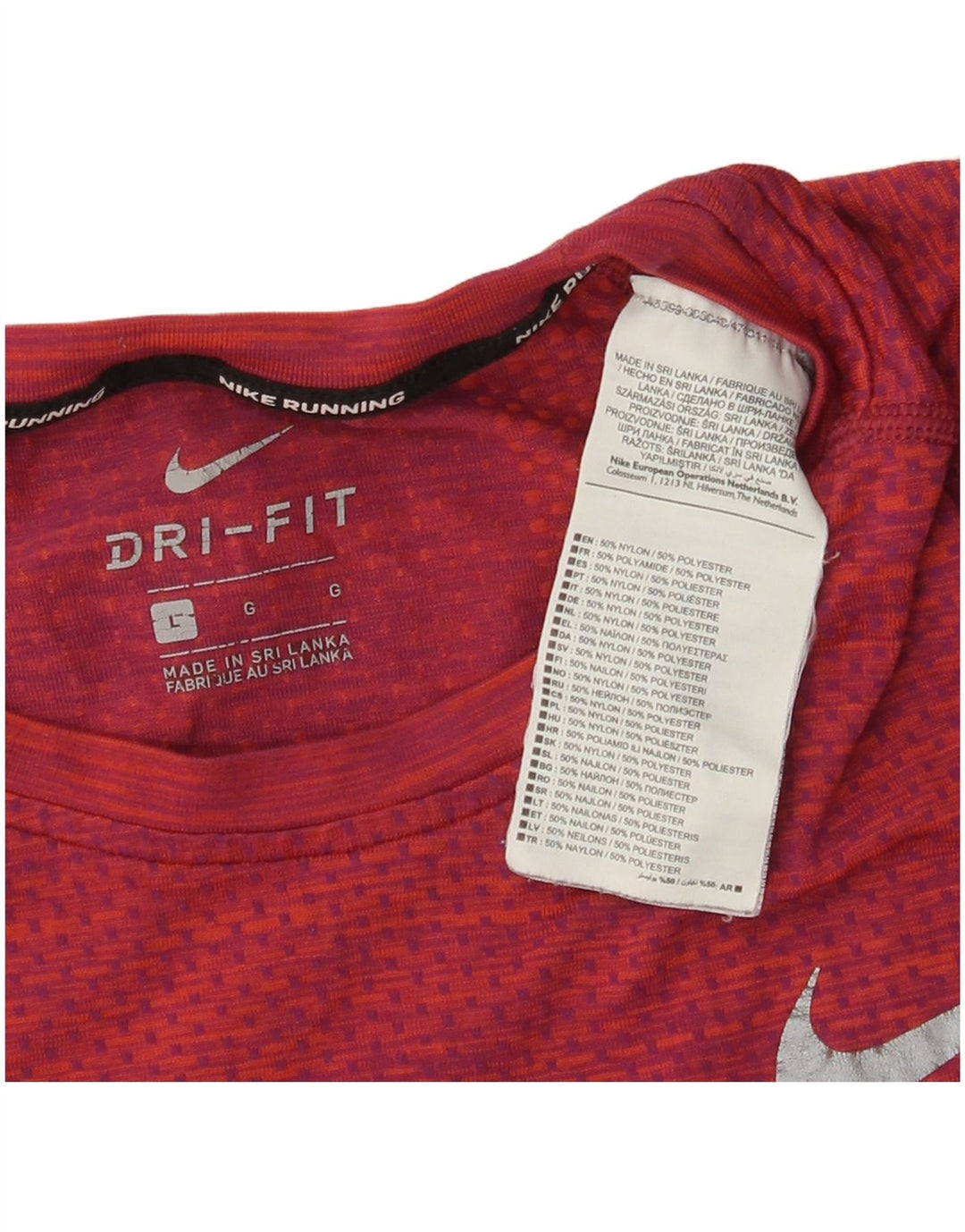 Nike Herren Dri Fit T-Shirt-Oberteil, großes rotes Nylon