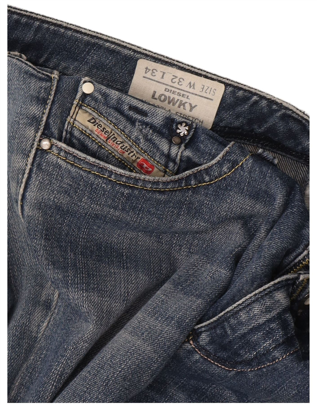 Diesel Damen Lowky Straight Jeans W32 L28 Blaue Baumwolle