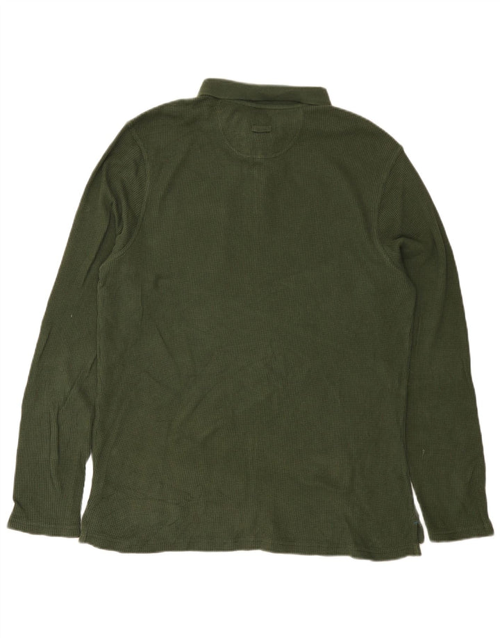 White Stuff Herren-Langarm-Poloshirt aus mittlerer Khaki-Baumwolle
