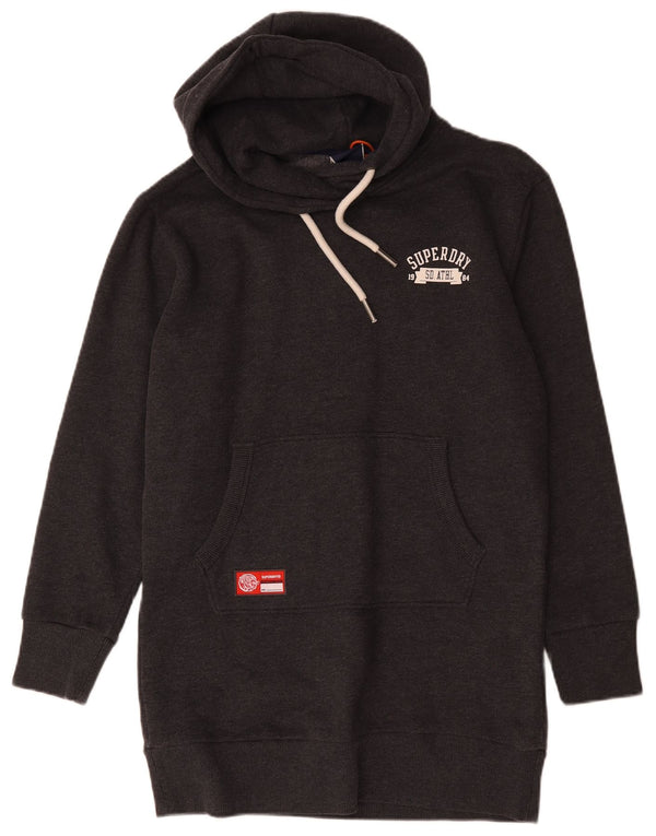 Superdry Damen Graphic Hoodie Kleid UK 12 Mittelgraue Baumwolle