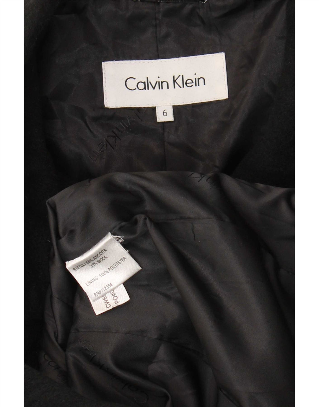 Calvin Klein Damen Mantel US 6 Medium Black Angora