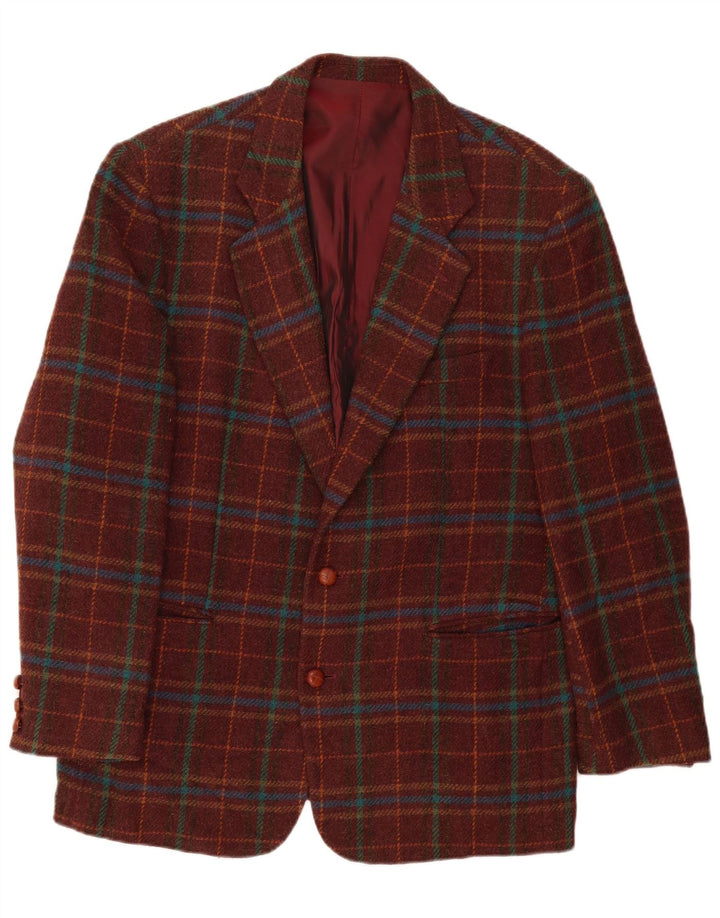 Sisley Herren-Blazer mit 2 Knöpfen, UK 42, XL, Burgunderrot, kariert, klassisch