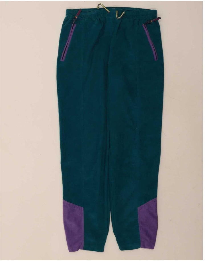Vintage Herren-Trainingsanzug aus Velours, groß, grün, Farbblock-Polyester