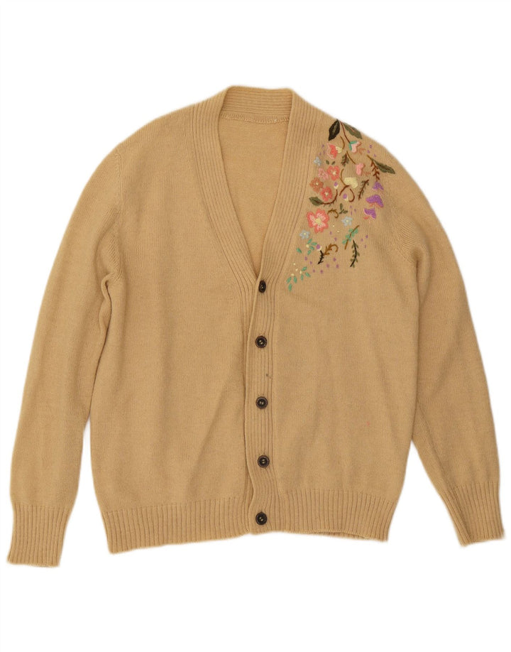 Vintage Herren Cardigan Pullover Medium Beige Floral