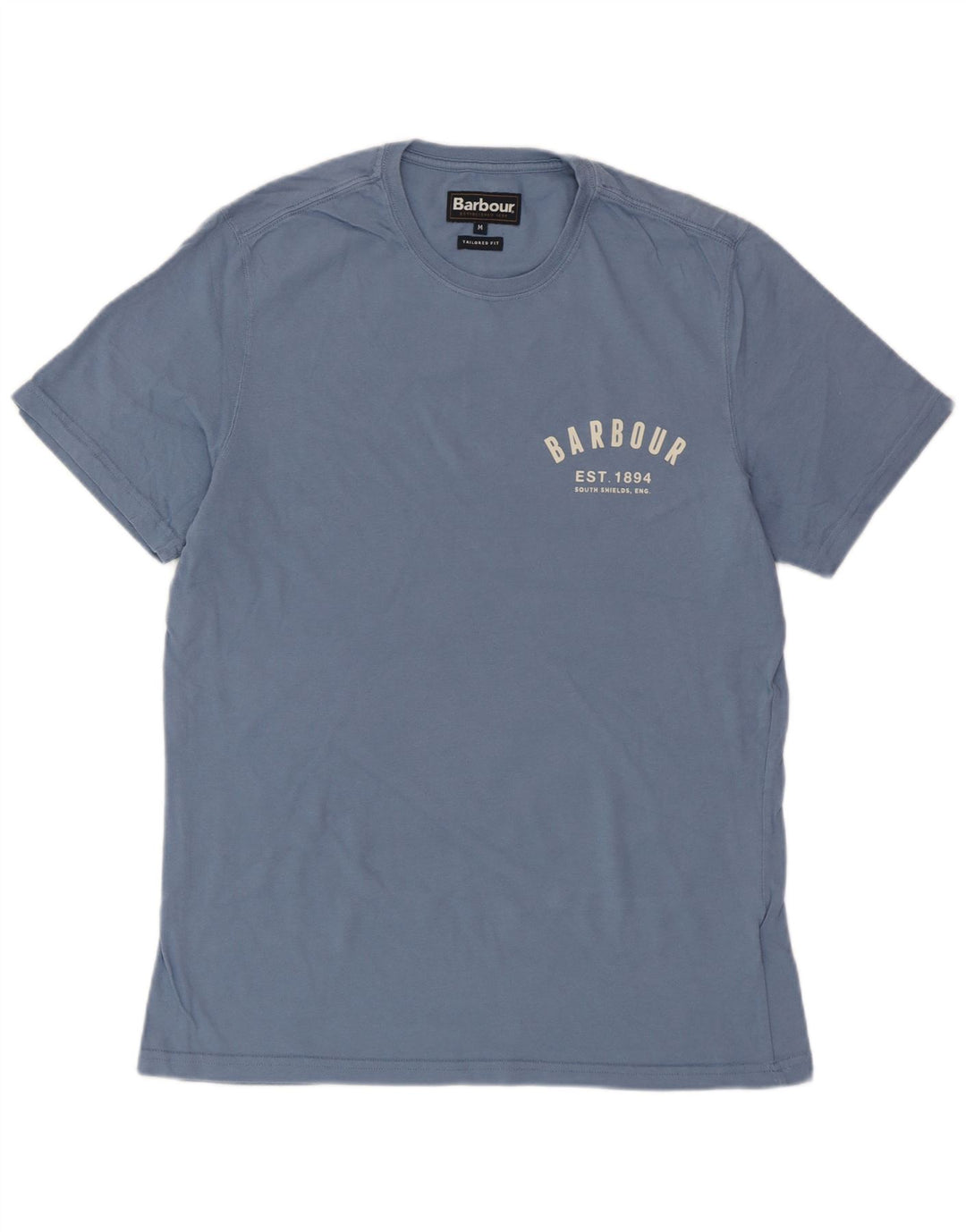BARBOUR Tailored Fit T-Shirt-Oberteil für Herren aus mittelblauer Baumwolle