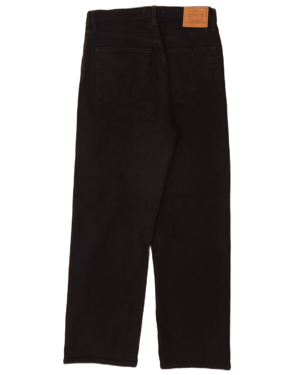 LEVI'S Damen Ribcage High Rise Straight Jeans W29 L27 Schwarze Baumwolle