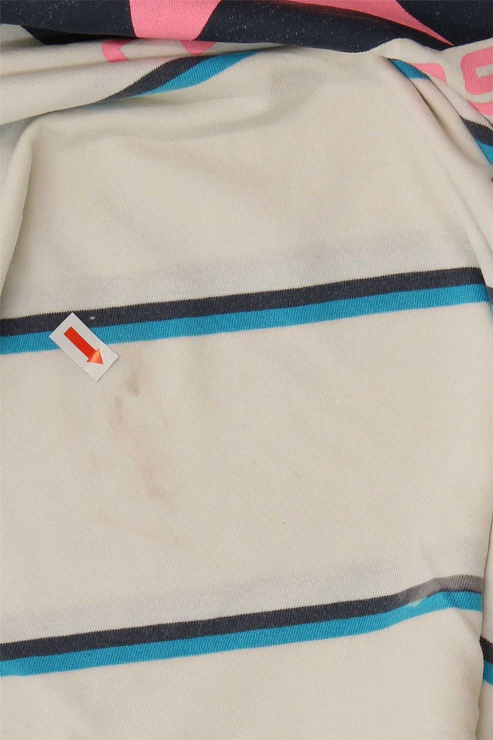 CONVERSE Womens Graphic T-Shirt Top UK 10 Small Off White Striped