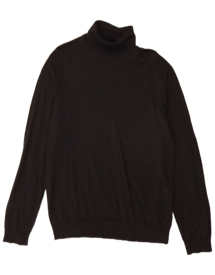 Marks & Spencer Herren-Pullover mit Rollkragen, XL, schwarze Merinowolle