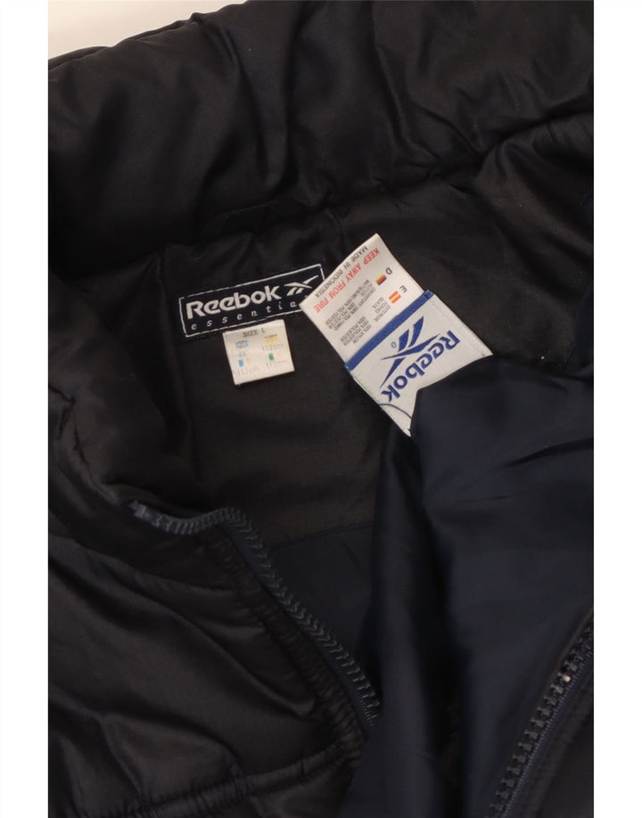 Reebok Herren gepolsterte Jacke UK 40 Large Marineblau Nylon