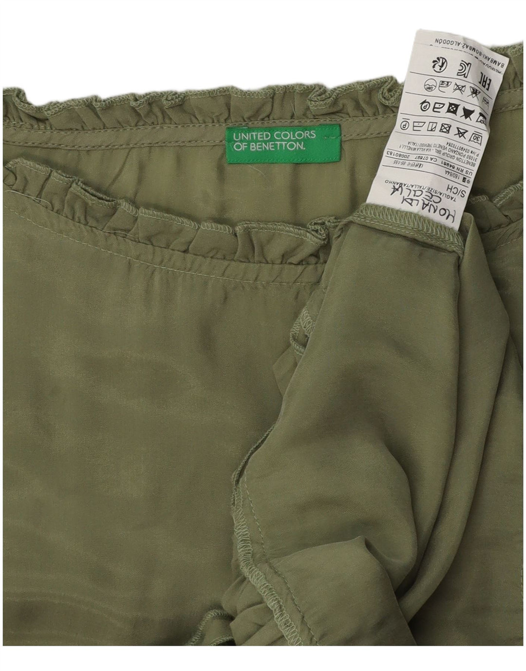 BENETTON Damen-Blusenoberteil in Übergröße, Gr. 10, klein, grün, Cupro