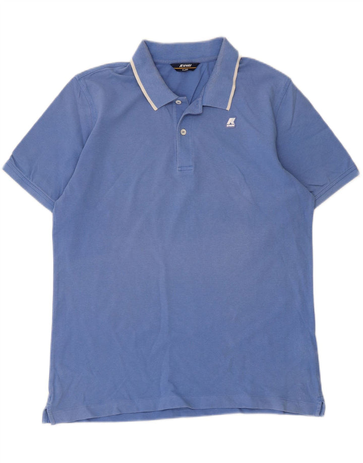 K-Way Herren-Poloshirt XL, blau gestreift, Baumwolle