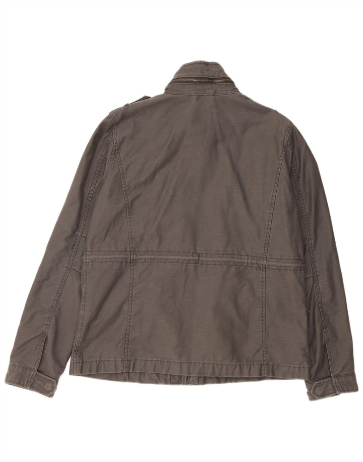 SUPERDRY Womens Hooded Utility Jacket UK 14 Large  Grey Cotton