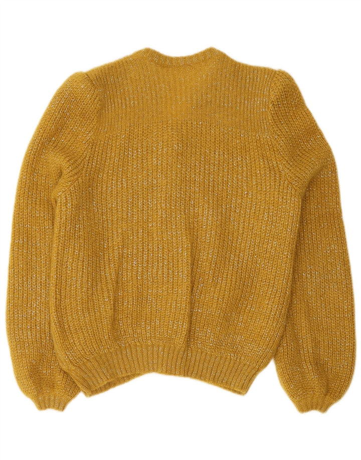 Vintage Damen Cardigan Pullover UK 12 Mittelgelb meliert