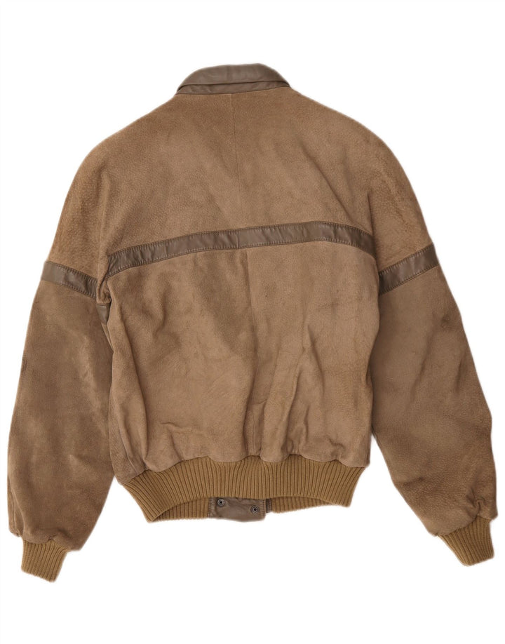 Vintage Damen Wildleder Bomberjacke IT 42 Mittelbraun