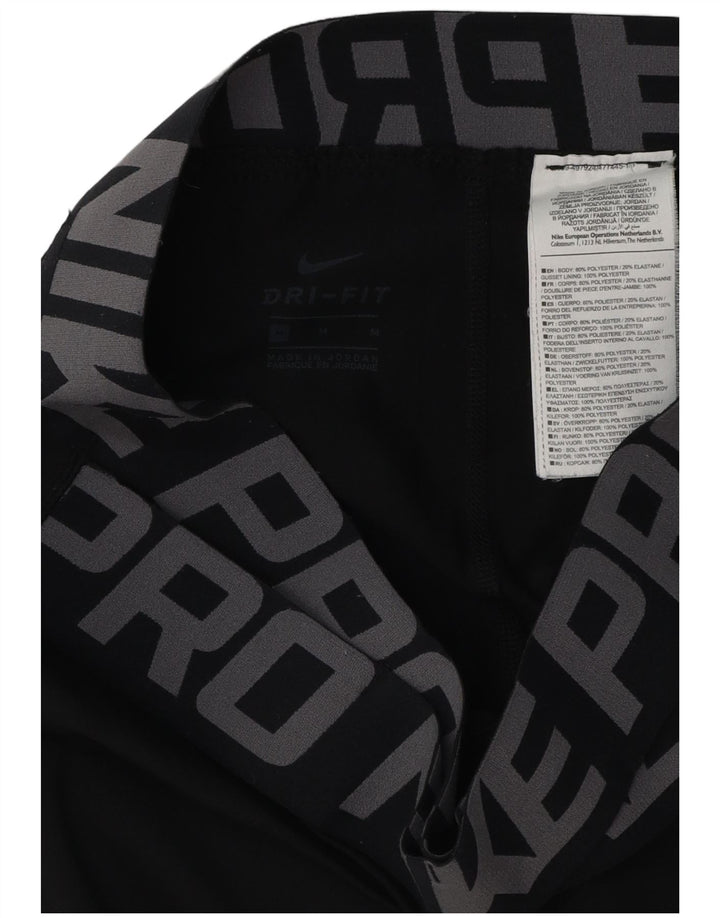 NIKE Womens Dri Fit Graphic Leggings UK 12 Mittelschwarzes Polyester