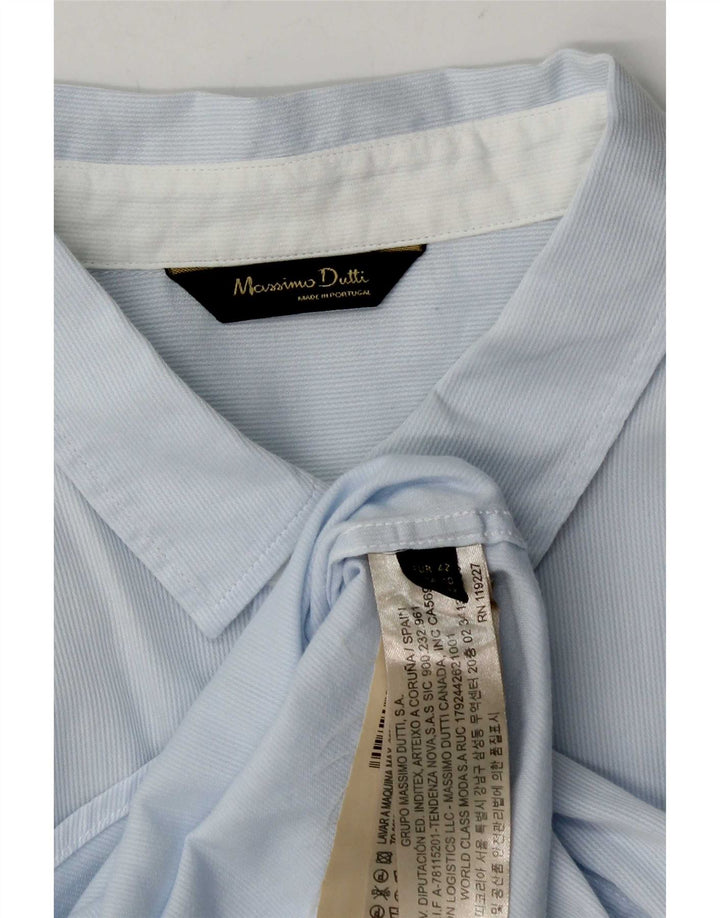Massimo Dutti Damen-Hemd, Größe 42, große blaue Nadelstreifen-Baumwolle