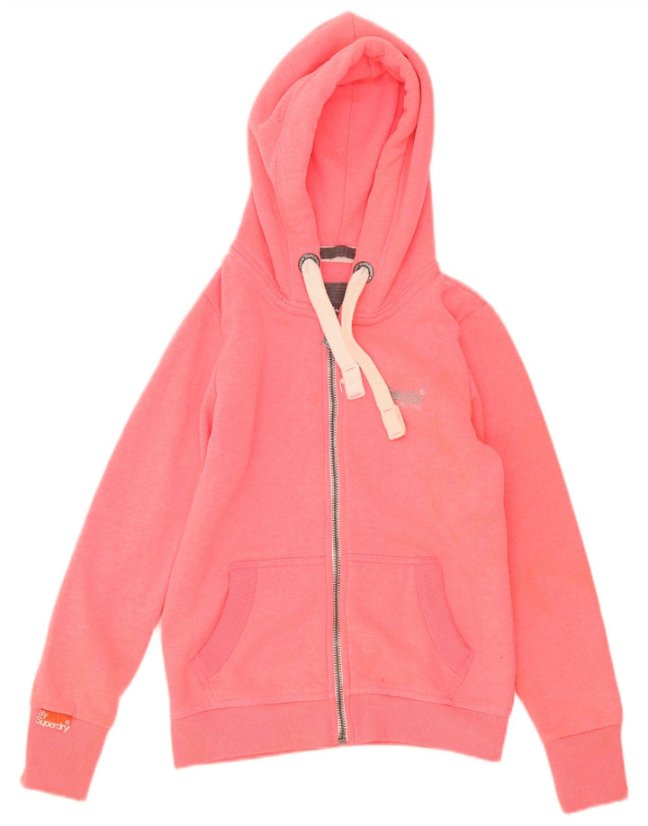Superdry Damen-Kapuzenpullover mit Reißverschluss, UK 14, mittelrosa, Polyester