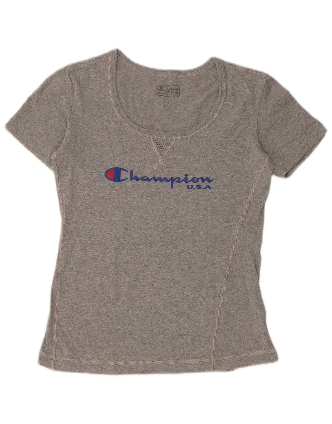 CHAMPION Damen Grafik-T-Shirt-Oberteil UK 12 Mittelgrau