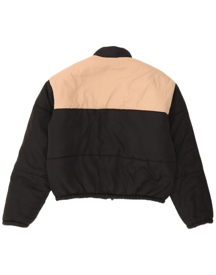 Juicy Couture Damen Crop Wattierte Jacke UK 10 Small Schwarz Colourblock
