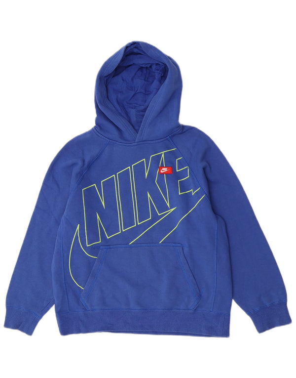 Nike Jungen-Pullover mit grafischem Kapuzenpullover, 12–13 Jahre, groß, blaue Baumwolle