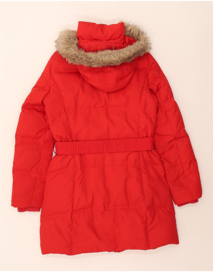 Esprit Wattierter Damenmantel mit Kapuze, UK 10, Größe S, Rot, Polyester