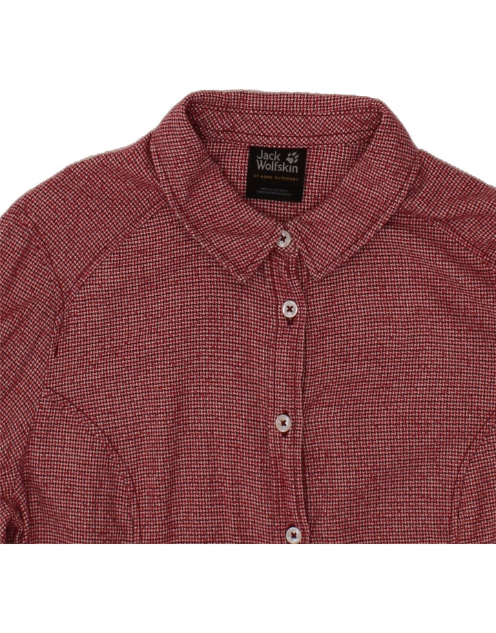 JACK WOLFSKIN Womens Shirt UK 8/10 Small Red Houndstooth Cotton Vintage Jack Wolfskin and Second-Hand Jack Wolfskin from Messina Hembry 