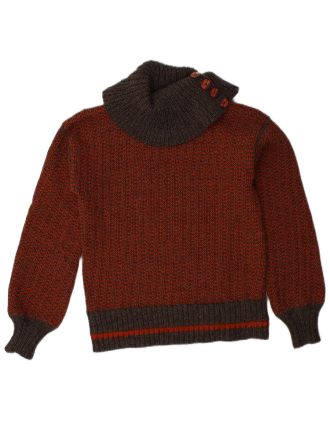 VINTAGE Damen Rollkragenpullover Pullover UK 10 Small Orange Chevron