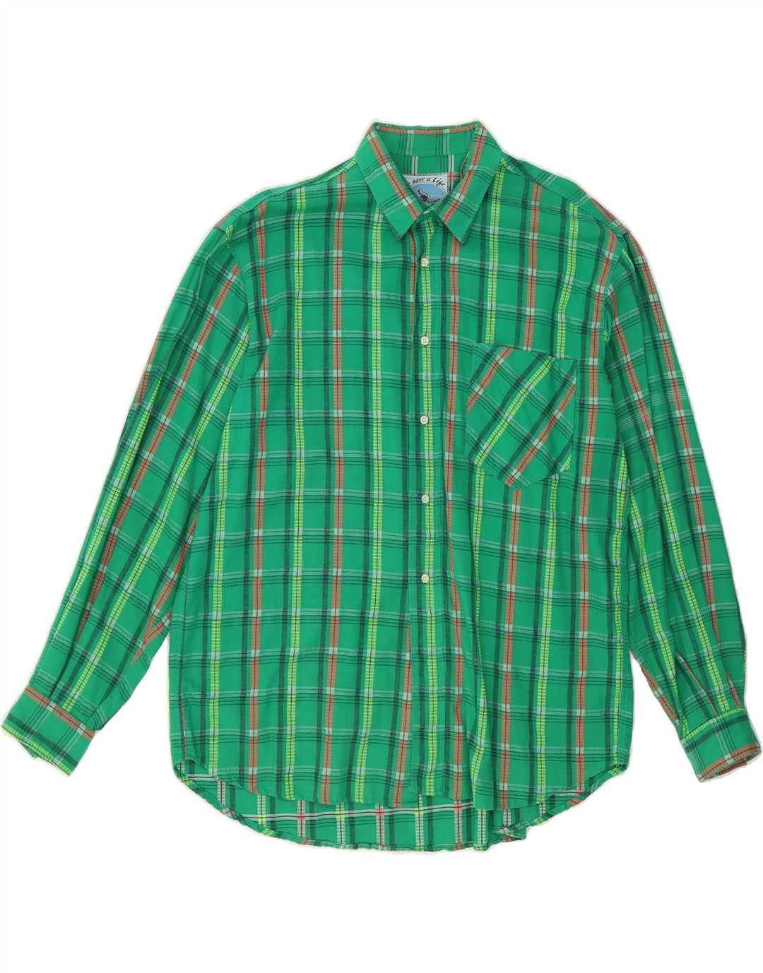 SOS Mens Shirt Large Green Check Vintage Sos and Second-Hand Sos from Messina Hembry 