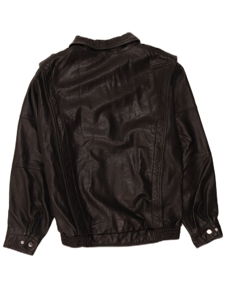 Zara Damen Lederjacke UK 14 Medium Schwarz