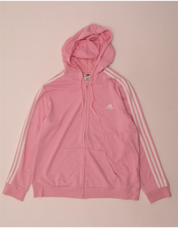 Adidas Damen Zip Hoodie Pullover UK 24/26 2XL Rosa Baumwolle