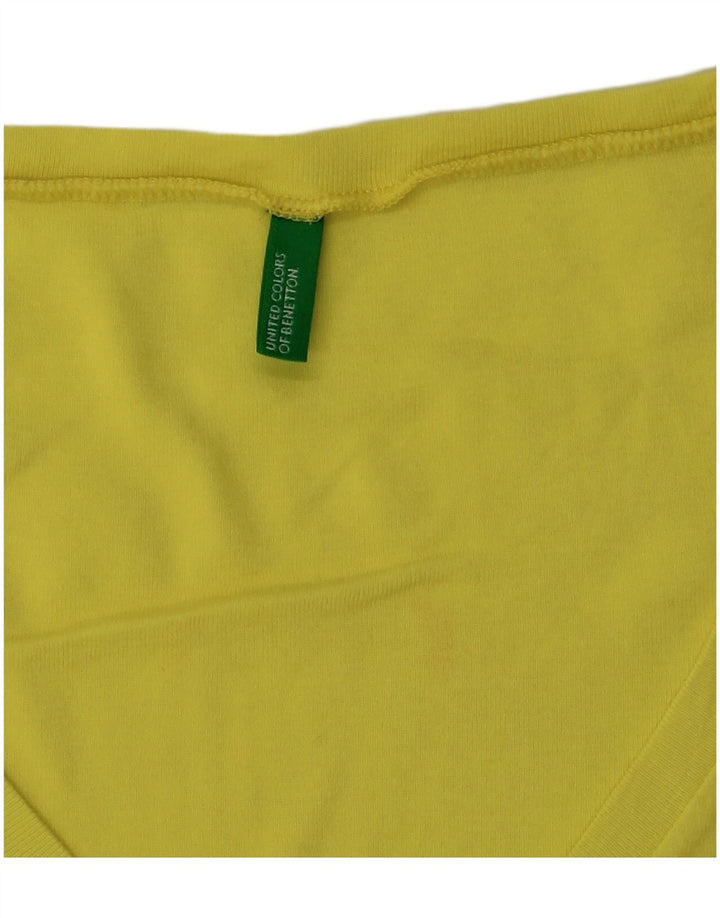 Benetton Damen T-Shirt Top UK 10 Small Gelb