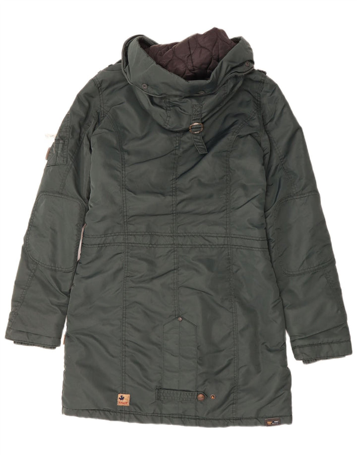 KHUJO Herren Parka mit Kapuze, UK 38, Mittelgrün