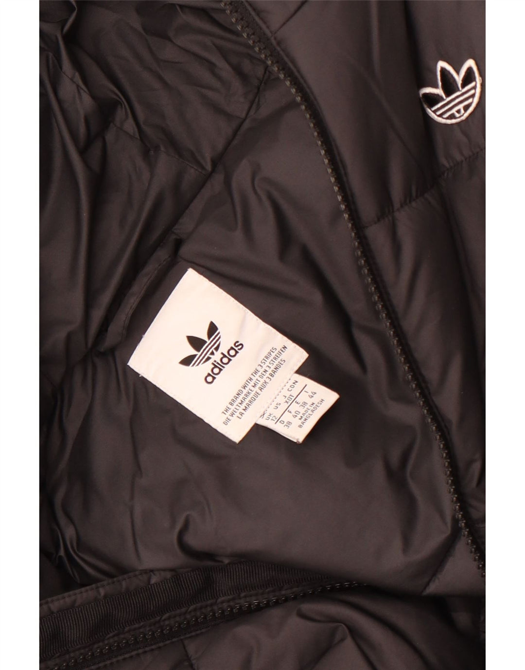 Adidas Damen Kapuzenjacke, gepolstert, UK 12, mittelschwarz, Polyester