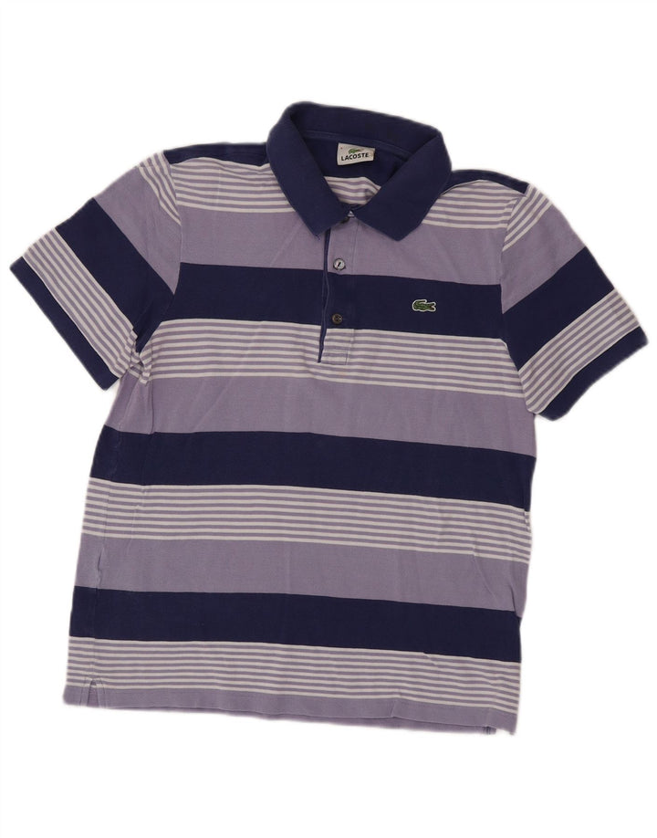 Lacoste Herren-Poloshirt, Größe 4, mittelviolett gestreift