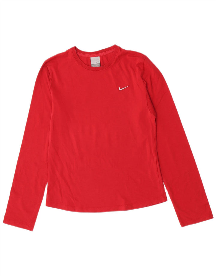 Nike Damen Top Langarm UK 10/12 Mittelrote Baumwolle