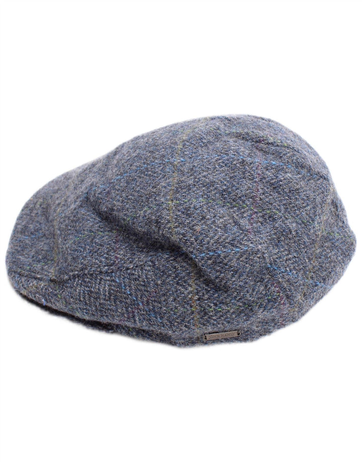 John Hanly Herren Schiebermütze XL Blue Herringbone New Wool Classic