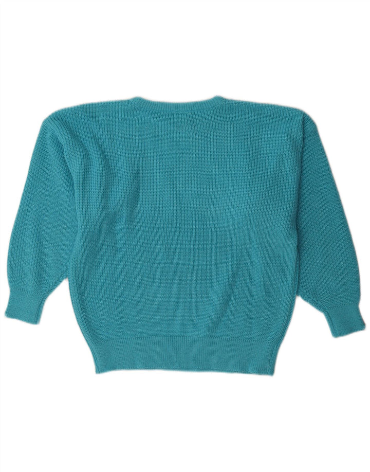 Canda Damen-Pullover, übergroß, Rundhalsausschnitt, Gr. 10, Small, Blau, Acryl