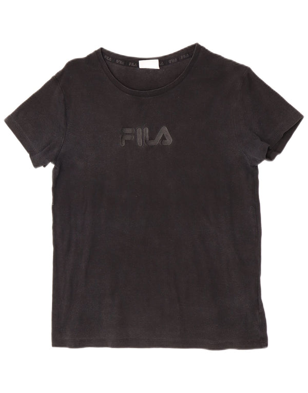 Fila T-Shirt mit Grafik für Jungen, 11–12 Jahre, schwarze Baumwolle